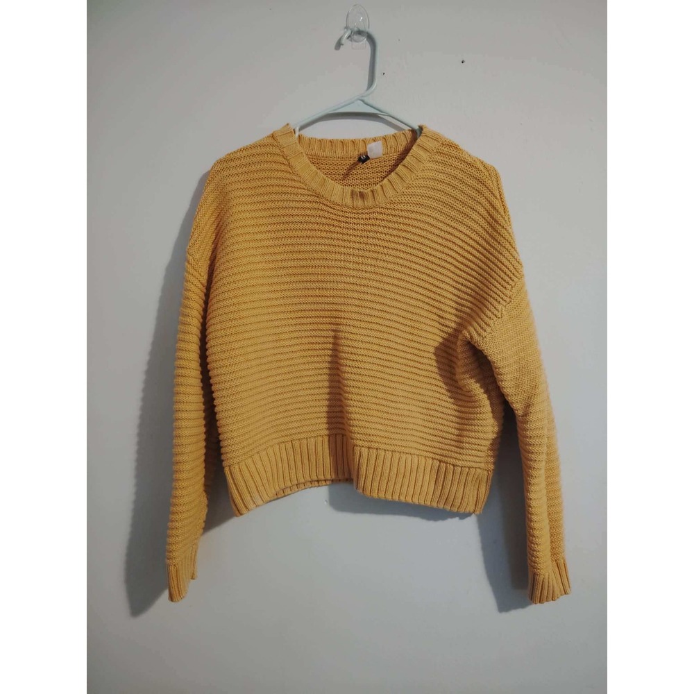 HM Divided Womens‎ Mustard Yellow Knit Cropped Crewneck Sweater Size Small
